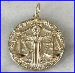 Libra Zodiac Horoscope Astrology Coin Charm Pendant in 14k Solid Gold $1800