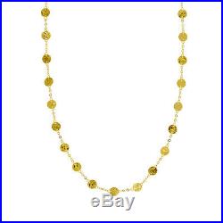 Long Station Necklace 14K Solid Gold Double Wrap Layered Disk Coin Necklace
