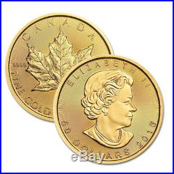Lot of 2 Canadian 1 oz. Gold Maple Leaf. 9999 fine Random Year 1oz RCM $50 Coins