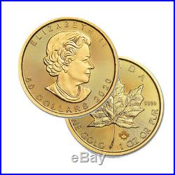 Lot of 2 Gold 2020 Maple 1 oz Canadian Gold Maple Leaf $50.9999 Fine coins
