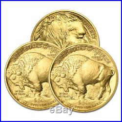 Lot of 3 Gold 2019 American buffalo 1 Troy oz Bullion $50 US Mint Coins