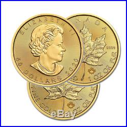 Lot of 3 Gold 2020 Maple 1 oz Canadian Gold Maple Leaf $50.9999 Fine coins