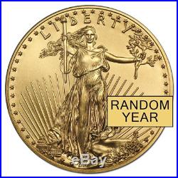 Lot of 5 1/10 oz Gold American Eagle $5 Coin BU (Random Year)