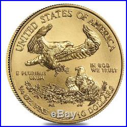 Lot of 5 1/4 oz Gold American Eagle $10 Coin BU (Random Year)