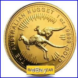 Lot of 5 1 oz Australian Gold Kangaroo/Nugget Coin. 9999 Fine BU (Random Year)
