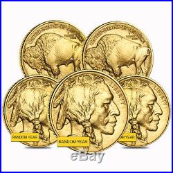 Lot of 5 1 oz Gold American Buffalo $50 Coin BU (Random Year)