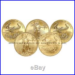 Lot of 5 1oz $50 US Gold Eagles BU brilliant uncirculated Gem bullion coins