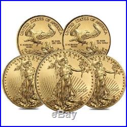 Lot of 5 2018 1/10 oz Gold American Eagle $5 Coin BU