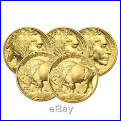 Lot of 5 Gold 2019 American buffalo 1 Troy oz Bullion $50 US Mint Coins