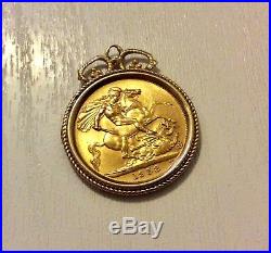 Lovely Vintage 1958 Solid 22 Carat Gold Full Sovereign Coin Pendant Nice