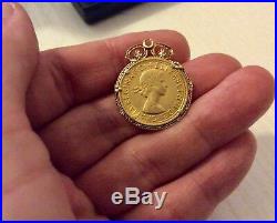 Lovely Vintage 1958 Solid 22 Carat Gold Full Sovereign Coin Pendant Nice