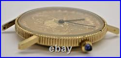 Lucien Piccard 18k Solid Gold Quartz $20 Gold Coin Mans Watch