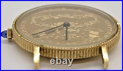 Lucien Piccard 18k Solid Gold Quartz $20 Gold Coin Mans Watch