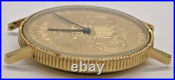 Lucien Piccard 18k Solid Gold Quartz $20 Gold Coin Mans Watch