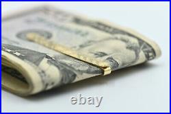 Luxury Solid 18K Italy Yellow Gold Textured Diamond Cut Money Clip Tie Bar