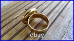 MEN'S Solid Liberty Coin Wedding Band Ring 14K Yellow Gold Plated