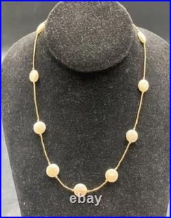 Marked 14k Tests 10k Solid Gold (See Pics) Coin Pearl Vintage Necklace 9.09g