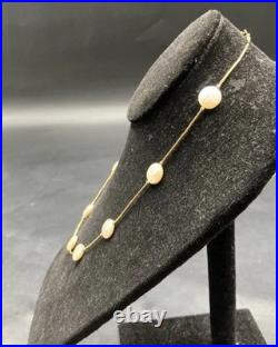 Marked 14k Tests 10k Solid Gold (See Pics) Coin Pearl Vintage Necklace 9.09g