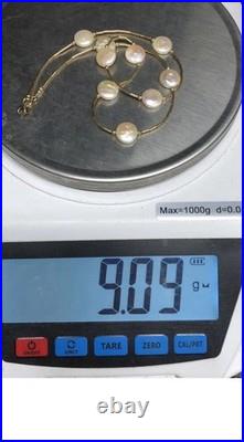 Marked 14k Tests 10k Solid Gold (See Pics) Coin Pearl Vintage Necklace 9.09g