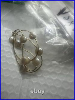 Marked 14k Tests 10k Solid Gold (See Pics) Coin Pearl Vintage Necklace 9.09g