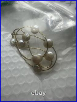 Marked 14k Tests 10k Solid Gold (See Pics) Coin Pearl Vintage Necklace 9.09g