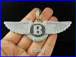 Men's Solid 10K Yellow Gold Plated Diamond Bentley B Wings Pendant Charm 2.10 CT