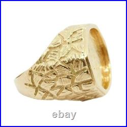 Men's Vintage Wedding Ring Dollar Gold Indian Coin Solid 14K Yellow Gold Plated
