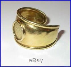 Mens 18k yellow gold Florentine Florin. 999 Solid Gold Coin ITALIAN ESTATE Ring