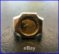 Mens Solid Gold 25 Dollar Cook Islands Bald Eagle Coin 10k Band Indian Size 10.5