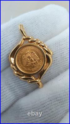 Mexican gold coin K18 K21.6 pendant top from Japan
