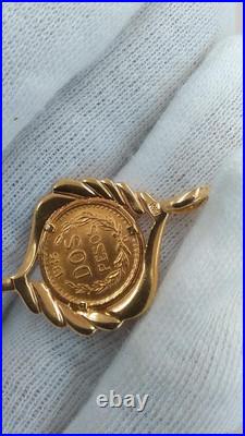 Mexican gold coin K18 K21.6 pendant top from Japan