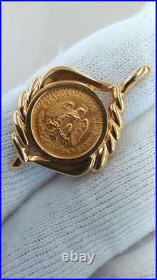 Mexican gold coin K18 K21.6 pendant top from Japan