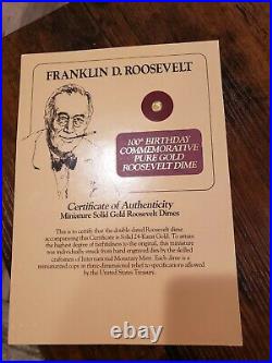 Miniature Solid Gold Roosevelt Dime 100th Birthday