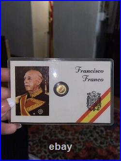Miniature solid gold COIN 8K plastic holder Francisco Franco Bahamonde Caudillo Miniature solid gold COIN 8K plastic holder Francisco Franco Bahamonde Caudillo