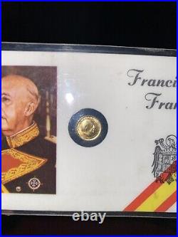 Miniature solid gold COIN 8K plastic holder Francisco Franco Bahamonde Caudillo Miniature solid gold COIN 8K plastic holder Francisco Franco Bahamonde Caudillo