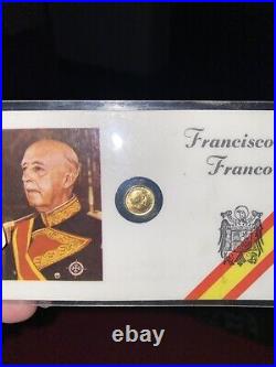 Miniature solid gold COIN 8K plastic holder Francisco Franco Bahamonde Caudillo Miniature solid gold COIN 8K plastic holder Francisco Franco Bahamonde Caudillo