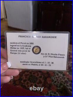 Miniature solid gold COIN 8K plastic holder Francisco Franco Bahamonde Caudillo Miniature solid gold COIN 8K plastic holder Francisco Franco Bahamonde Caudillo