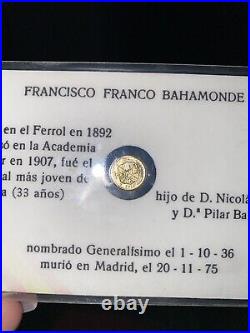 Miniature solid gold COIN 8K plastic holder Francisco Franco Bahamonde Caudillo Miniature solid gold COIN 8K plastic holder Francisco Franco Bahamonde Caudillo