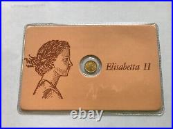 Miniature solid gold COIN 8K plastic holder Queen Elisabeth II United Kingdom