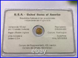 Miniature solid gold COIN 8K plastic holder USA United States of America specia