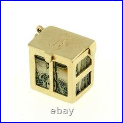 Money Box Charm Pendant 14K Yellow Gold Openable 0.75 Vintage Estate