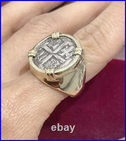 NUESTRA SENORA DE ATOCHA SILVER COIN RING IN 14k SOLID REAL GOLD BEZEL AND BAND NUESTRA SENORA DE ATOCHA SILVER COIN RING IN 14k SOLID REAL GOLD BEZEL AND BAND
