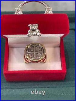 NUESTRA SENORA DE ATOCHA SILVER COIN RING IN 14k SOLID REAL GOLD BEZEL AND BAND NUESTRA SENORA DE ATOCHA SILVER COIN RING IN 14k SOLID REAL GOLD BEZEL AND BAND