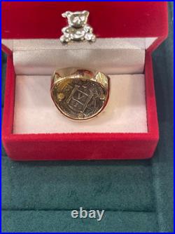 NUESTRA SENORA DE ATOCHA SILVER COIN RING IN 14k SOLID REAL GOLD BEZEL AND BAND NUESTRA SENORA DE ATOCHA SILVER COIN RING IN 14k SOLID REAL GOLD BEZEL AND BAND
