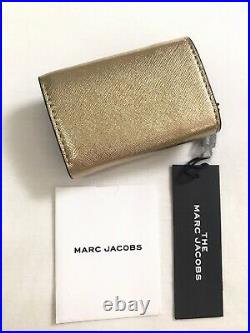 NWT MARC JACOBS Snap shot Mini Trifold Wallet Card Case Coin Black Pink Gold