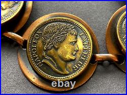 Napoleon Empereur Old Vntg Solid Copper Signed Bracelet 5 Fx Antique Roman Coins