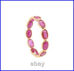 Natural Ruby Gemstone Ring, Stackable Band Ring, 10K Solid Gold Stacking Ring