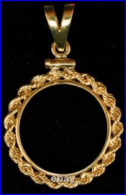 New 14K Solid $2.5 Liberty Screw Top Rope (1840-1907) Coin Bezel Frame New 14K Solid $2.5 Liberty Screw Top Rope (1840-1907) Coin Bezel Frame