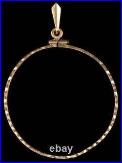 New 14K Solid Austria 4 Ducat Gold Screw Top Diamond Cut Coin Bezel Frame New 14K Solid Austria 4 Ducat Gold Screw Top Diamond Cut Coin Bezel Frame