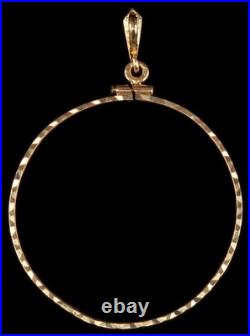 New 14K Solid Austria 4 Ducat Gold Screw Top Diamond Cut Coin Bezel Frame New 14K Solid Austria 4 Ducat Gold Screw Top Diamond Cut Coin Bezel Frame